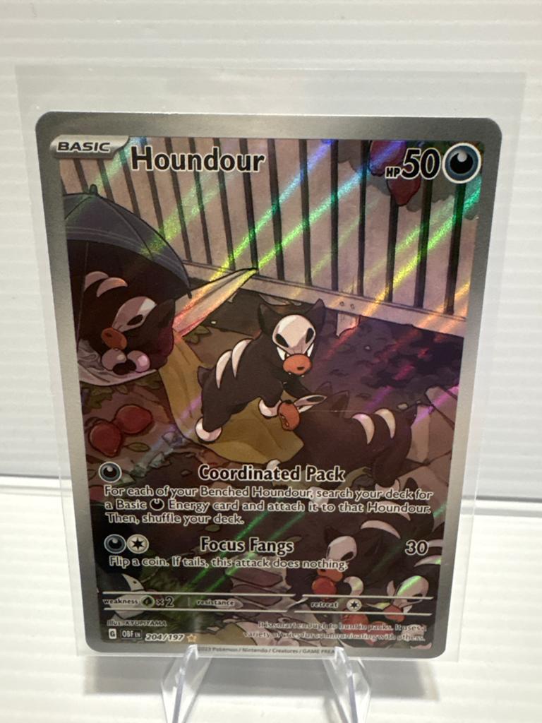 Houndour 204/197 Obsidian Flames NM Pokémon Kaart, Ophalen of Verzenden, Zo goed als nieuw, Losse kaart, Foil