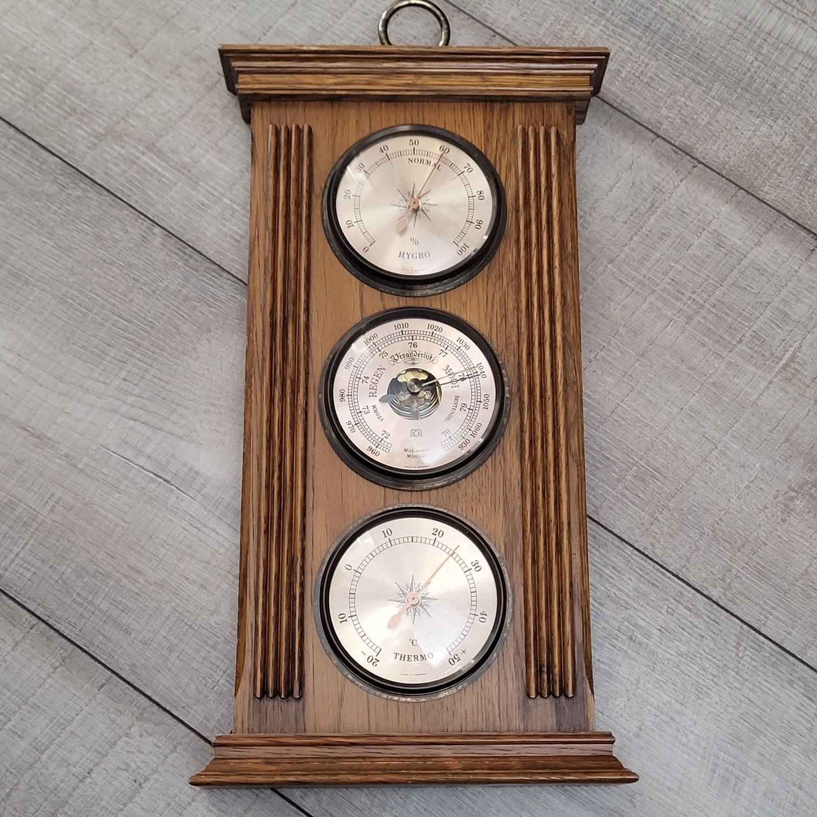 Vintage Barometer Hygrometer Thermometer Eikenhout, Ophalen of Verzenden, Zo goed als nieuw