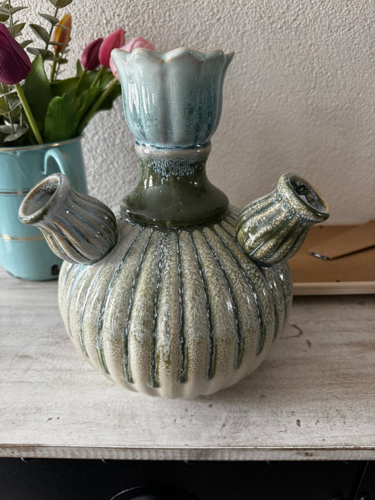 Homebound tulpenvaas, Huis en Inrichting, Ophalen, Zo goed als nieuw, Blauw, Steen/keramiek
