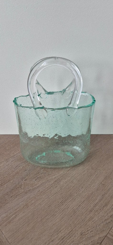 Leuke vaas in de vorm van een tasje, Ophalen, Met patroon/structuur, Transparant, Nieuw