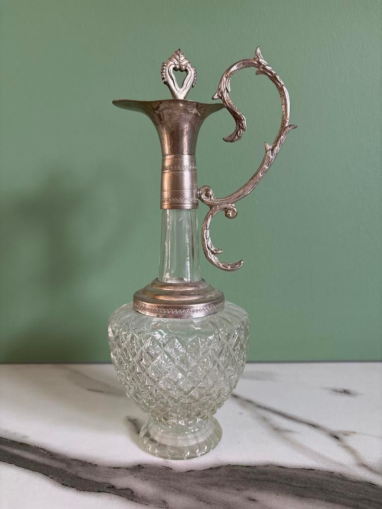 Italiaanse Hollywood Regency Karaf - Kristalglas & Verzilver, Antiek en Kunst, Antiek | Glas en Kristal, Verzenden