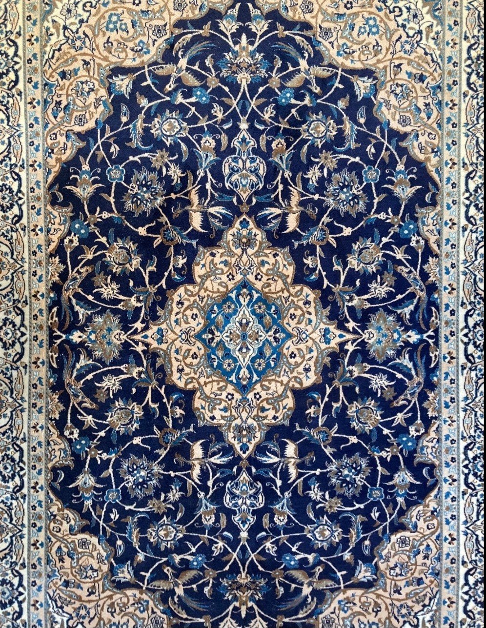 handgemaakt Perzisch tapijt - Blauw, Beige, Bruin, Blauw, 200 cm of meer, Klassiek Perzisch, Traditioneel, Ophalen of Verzenden