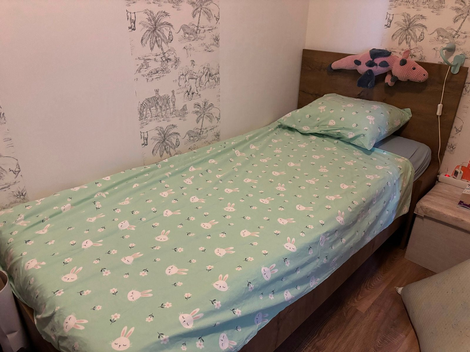Eenpersoonsbed met lattenbodem en matras, Ophalen, 90 cm, Eenpersoons, Bruin