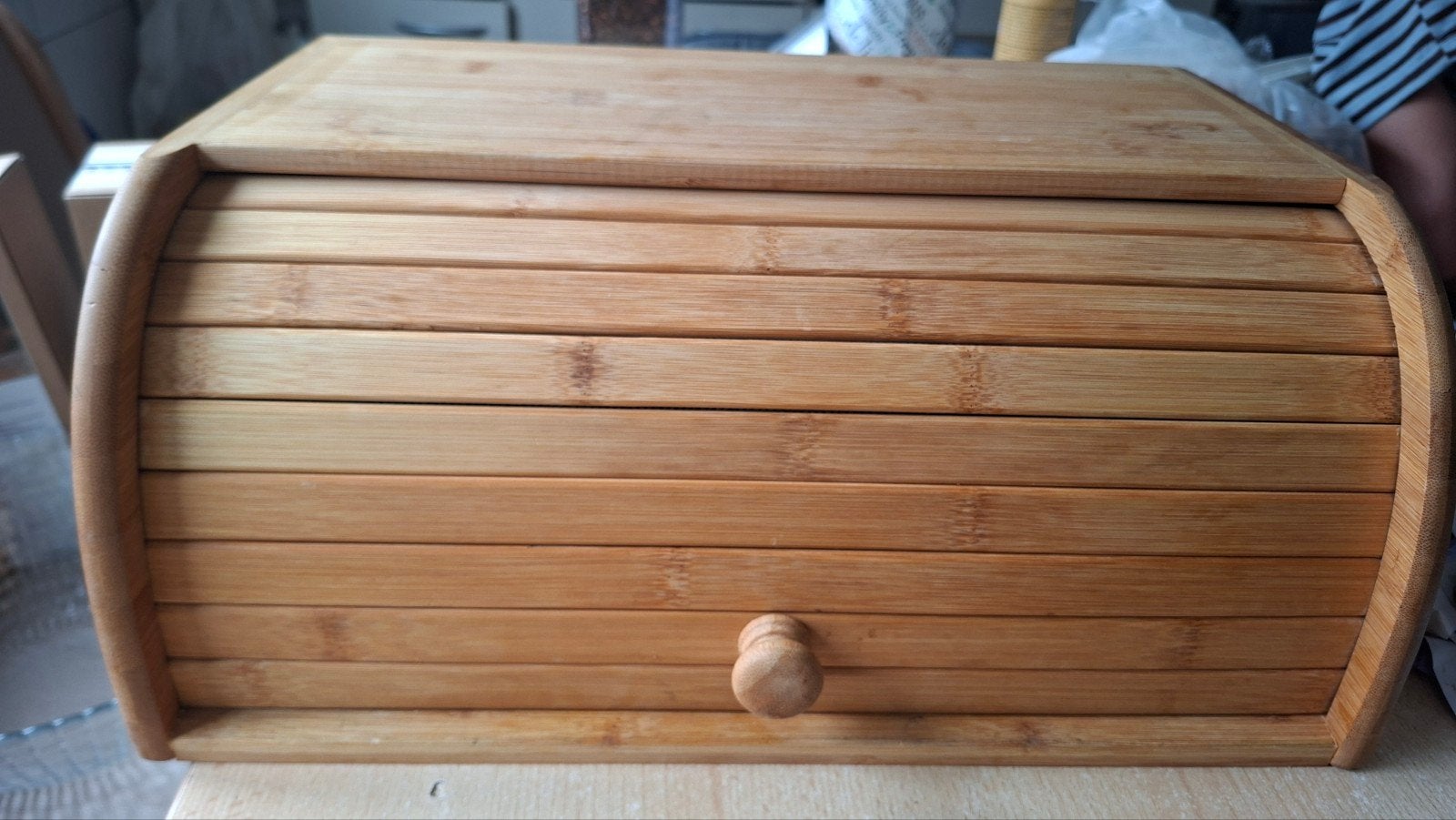 Bamboe broodtrommel - Gebruikt maar nog goed, Gebruikt, Hout, Ophalen of Verzenden, Broodtrommel