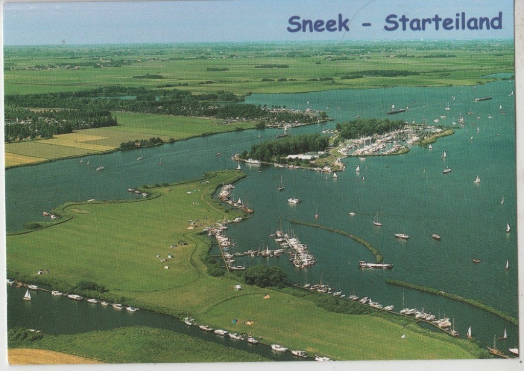 Sneek Starteiland Luchtfoto Ongelopen, Verzenden, 1980 tot heden, Gelopen, Friesland