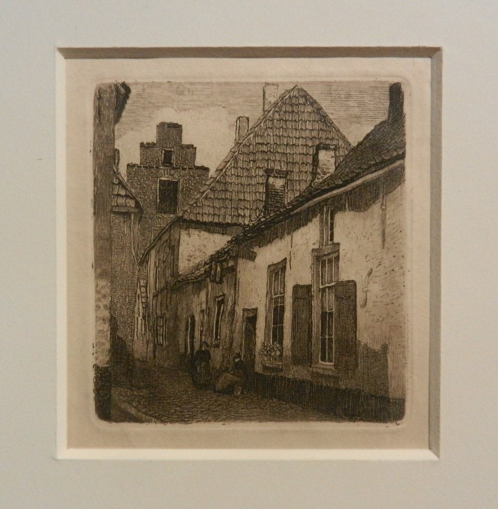 Ets Straatje te Grave Joh. Graadt van Roggen 1899 hxb: 8,7x8, 8 cm, 1800 - 1899, Ets, Stadsgezicht