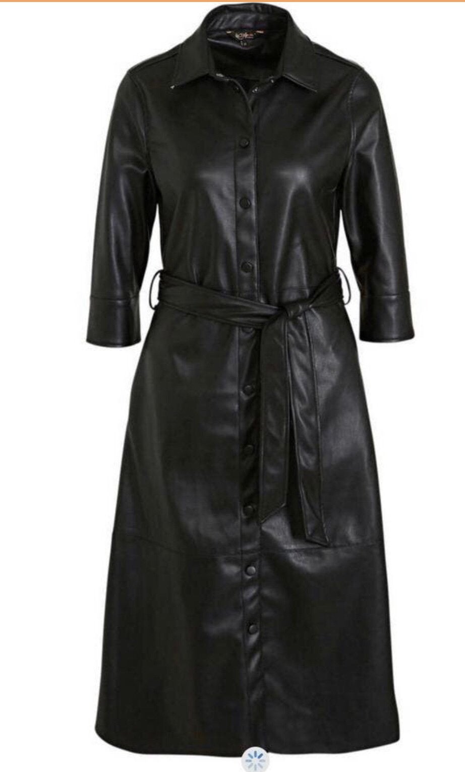 Miljouska luxe kuitlange jurk vegan leer zwart 3/4 mouw M, Kleding | Dames, Jurken, Maat 38/40 (M), Verzenden, Zwart, Nieuw