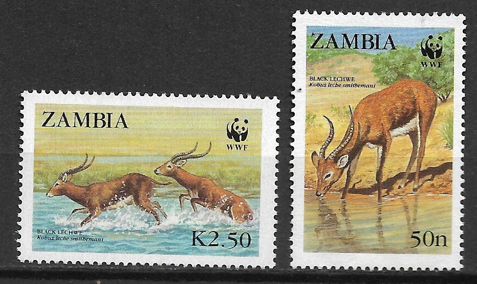 Zambia 1987 WNF Bedreigde dieren litschiewaterbok postfris, Ophalen of Verzenden, Zambia, Postfris