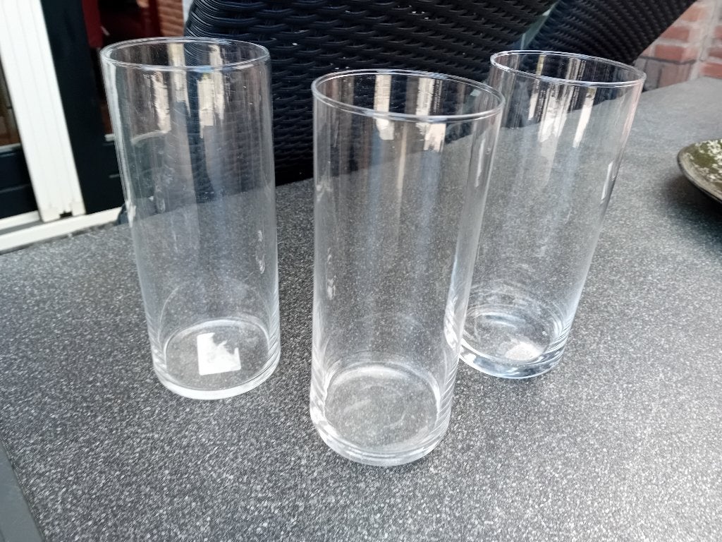 3 Nieuwe Glazen Vazen, Transparant, Nieuw, Ophalen of Verzenden, Glas