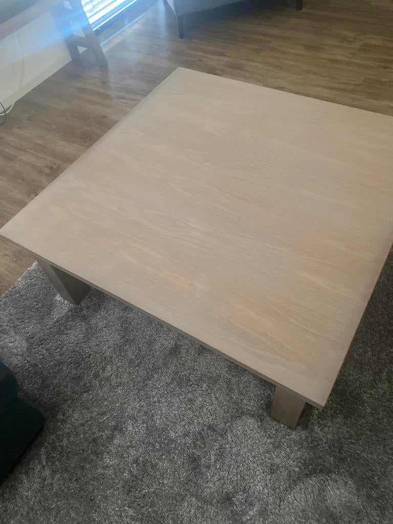 Salon tafel 100 cm x 100 cm blank eiken, Ophalen, 100 tot 150 cm, Vierkant, 50 tot 100 cm