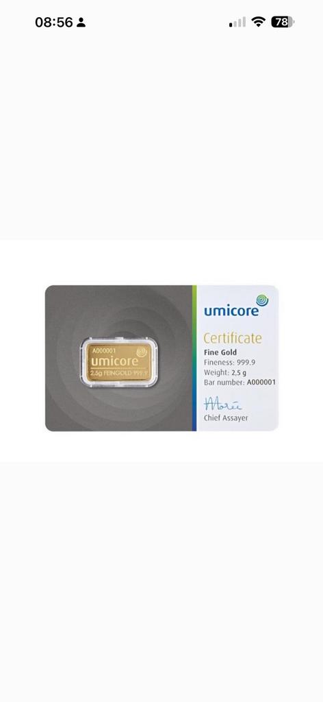umicore goudbaar 2.5 gram, Verzenden, Goud