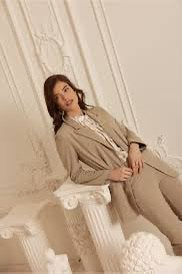 Studio Anneloes Franny blazer rib Clay travelstof mt M, Maat 38/40 (M), Beige, Ophalen of Verzenden, Zo goed als nieuw