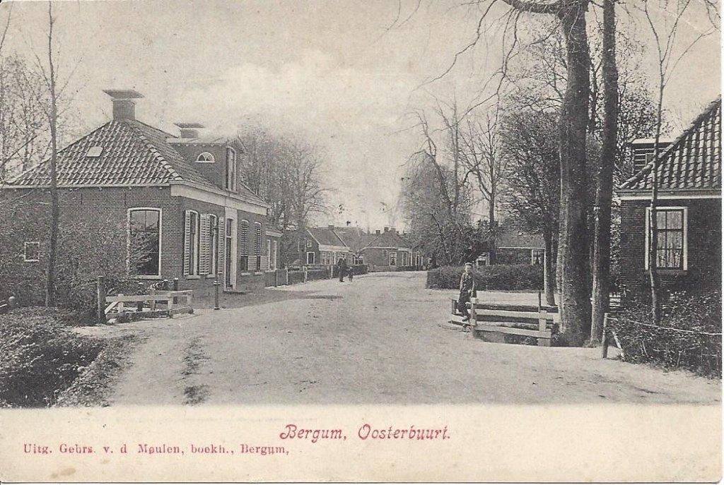 Bergum (Frl.) Burgum, Oosterbuurt, Volk, gelopen 1909, Ophalen of Verzenden, Voor 1920, Gelopen, Friesland