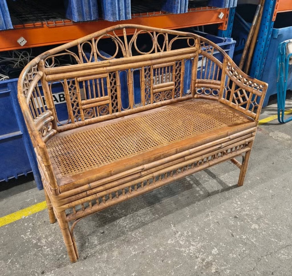 Vintage Bamboo bank - Rotan settee, Ophalen