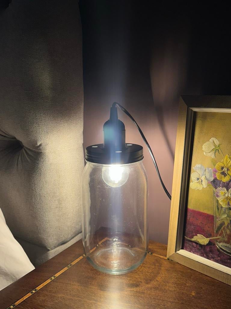 Glazen potlamp - Sfeervolle verlichting, nachtlampje, Ophalen, Gebruikt, Glas, Minder dan 50 cm