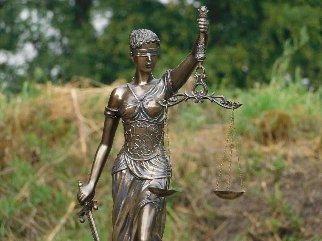 Groot beeld van Vrouwe Justitia, brons-look, heel mooi!, Verzamelen, Ophalen of Verzenden, Nieuw, Mens