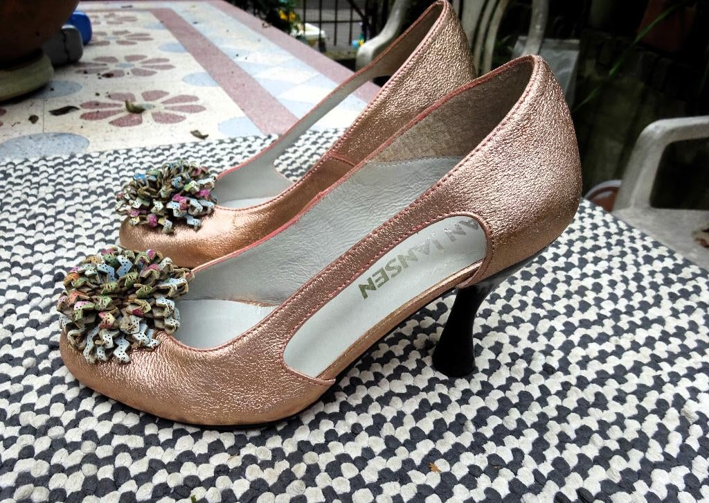 Maat 36 * Gouden Jan Jansen pumps hak +/- 7 cm, Pumps, Overige kleuren, Verzenden, Jan Jansen