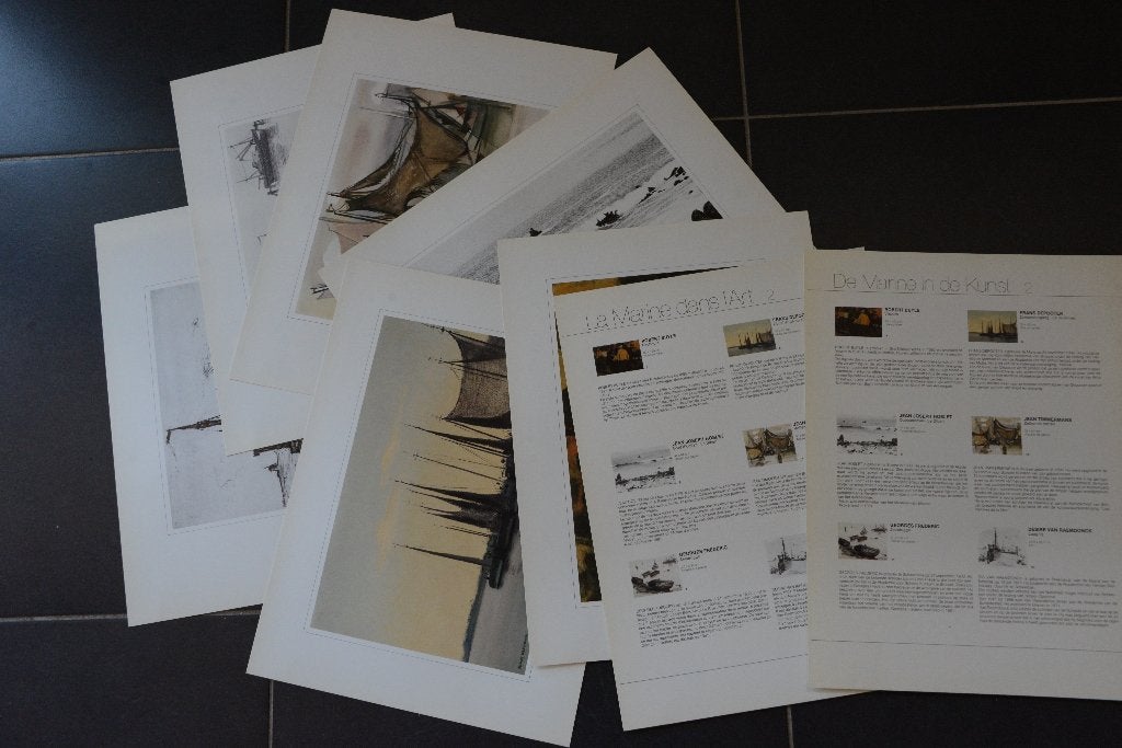 9 reproducties "De Marine in de kunst"., Ophalen of Verzenden, Overig onderwerp