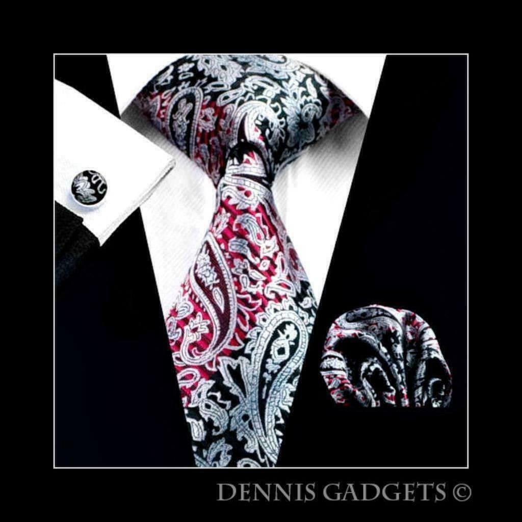Dennis Gadgets: 100 % zijden stropdas ( 3 delig !! ) DG0359, Ophalen of Verzenden, Nieuw, Rood, Met patroon