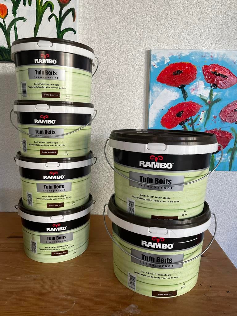 Rambo Tuinbeits Transparant Donker Bruin 2010 - 2.5L, Bruin, Nieuw, Beits, Ophalen of Verzenden