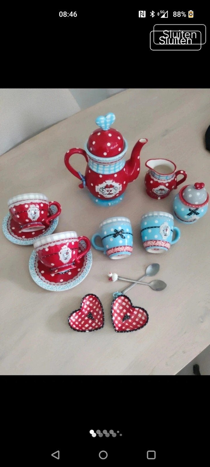 Theeservies Koekepeer - Compleet en Charmant, Ophalen, Overige merken, Keramiek, Vintage