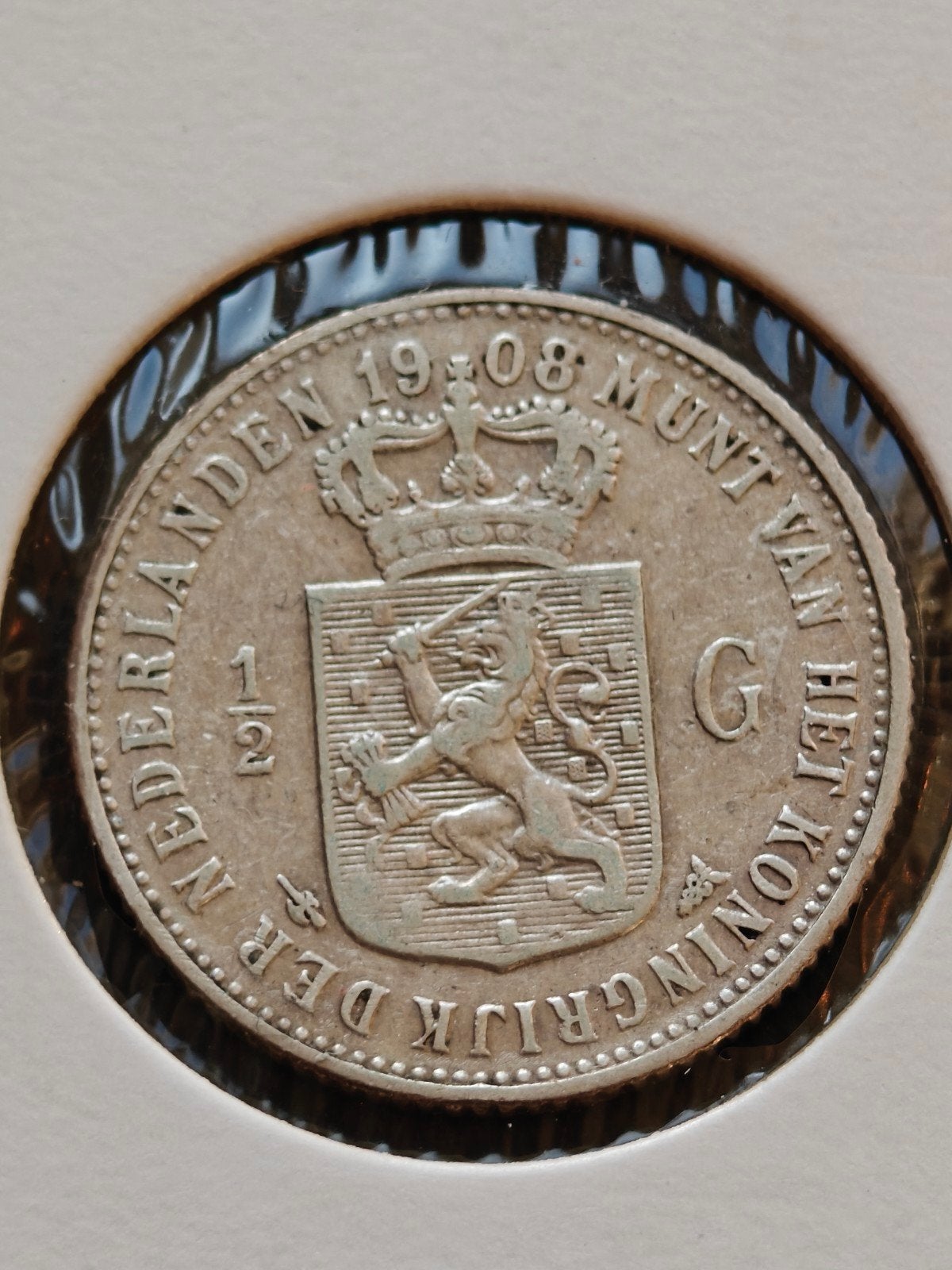½ Gulden 1908 Koningin Wilhelmina Zilveren Munt, Postzegels en Munten, Munten | Nederland, ½ gulden, Zilver, Ophalen of Verzenden