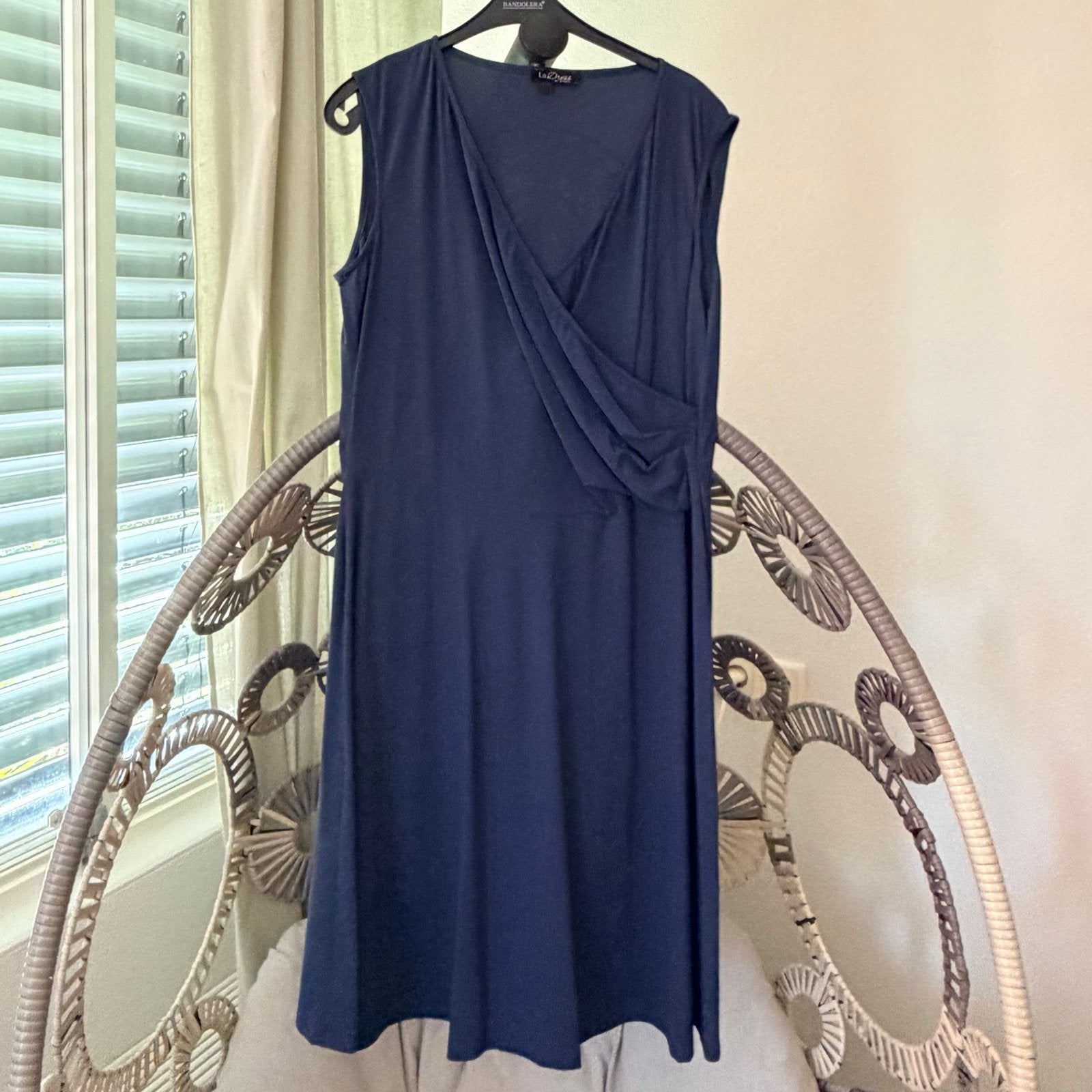 LaDress Blauwgrijze Overslagjurk maat XL, Blauw, Maat 46/48 (XL) of groter, Ophalen of Verzenden, Knielengte