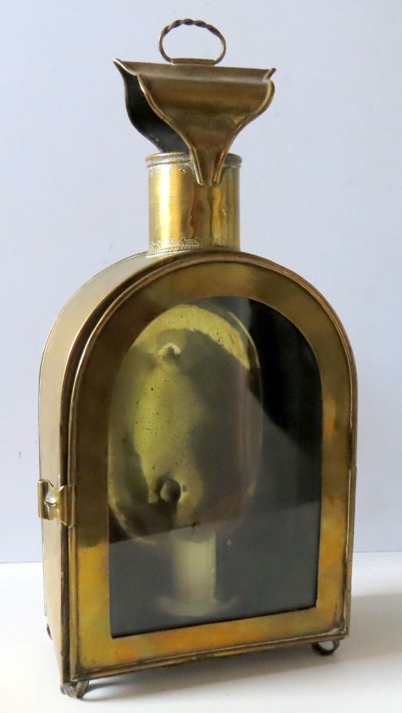Unieke kasteel nacht/looplamp uit 1755, van adel.koper incl, Antiek en Kunst, Verzenden