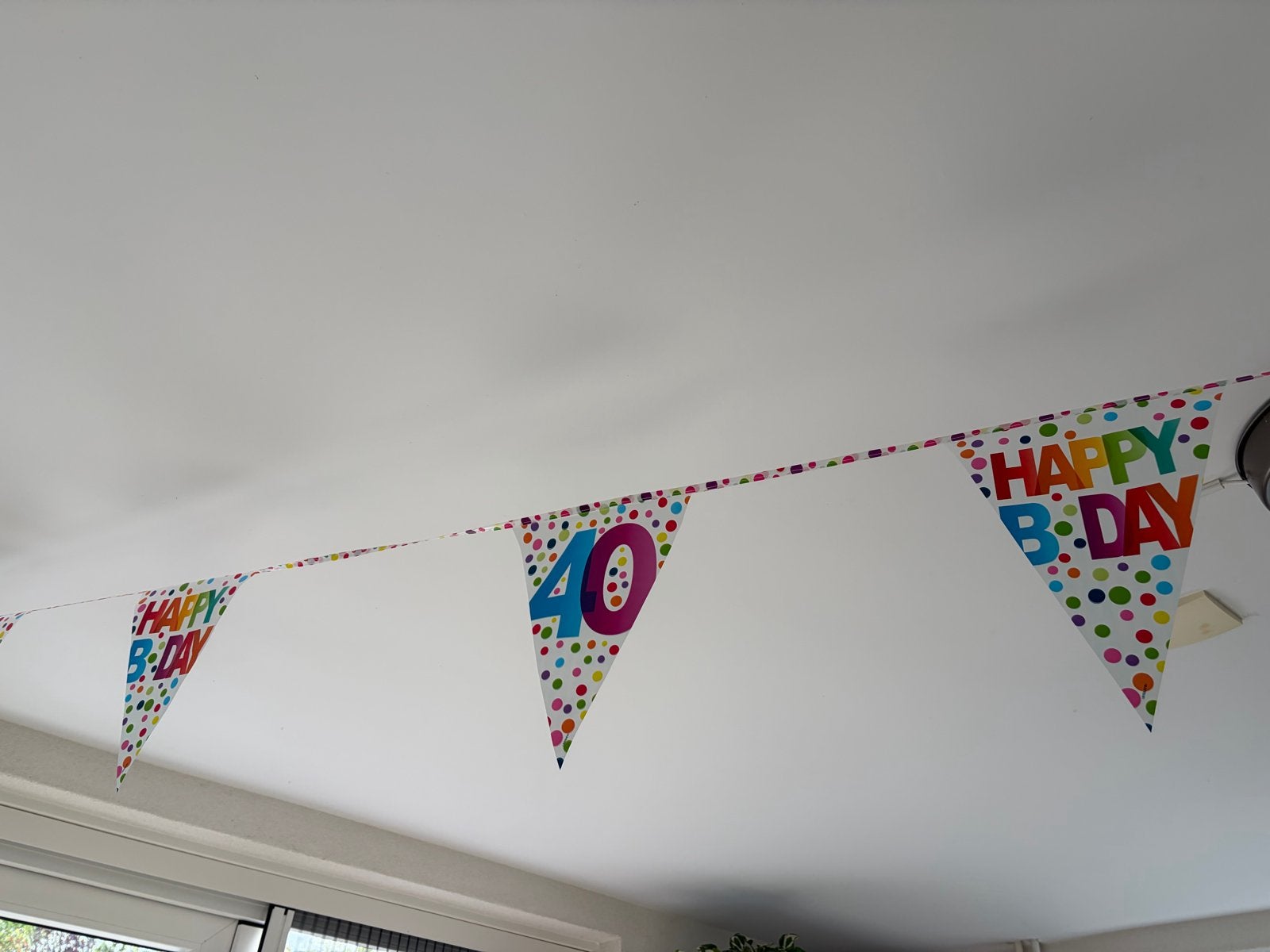 40 jaar vlaggenlijn + servetten, Ophalen, Zo goed als nieuw, Versiering, Verjaardag