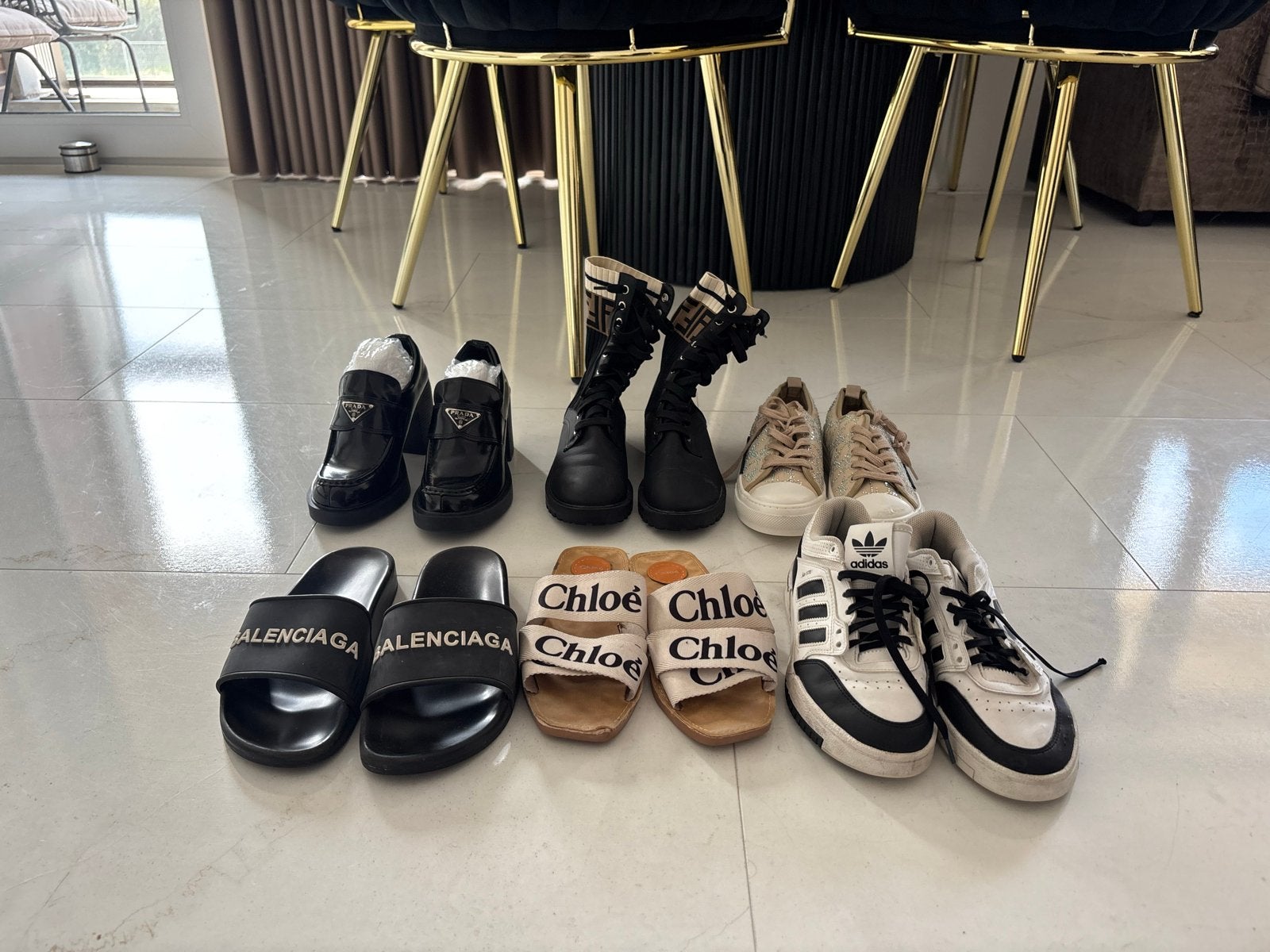Diverse schoenen: Prada, Balenciaga, Chloé, Adidas, Ophalen of Verzenden, Gedragen, Zwart, Overige typen