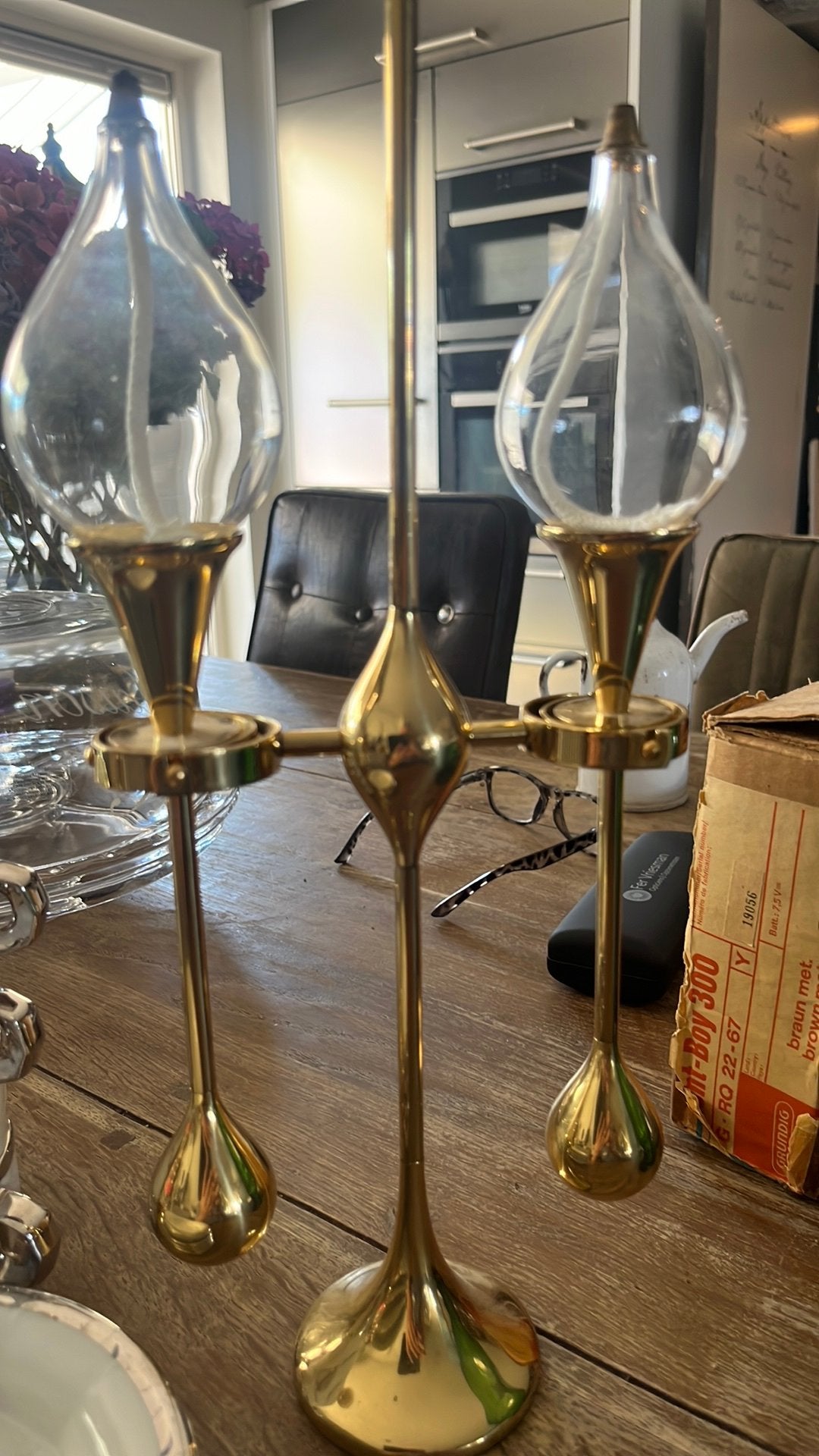 Clear Drops" dubbele olielamp, door Freddie Andersen ‘70, Ophalen of Verzenden