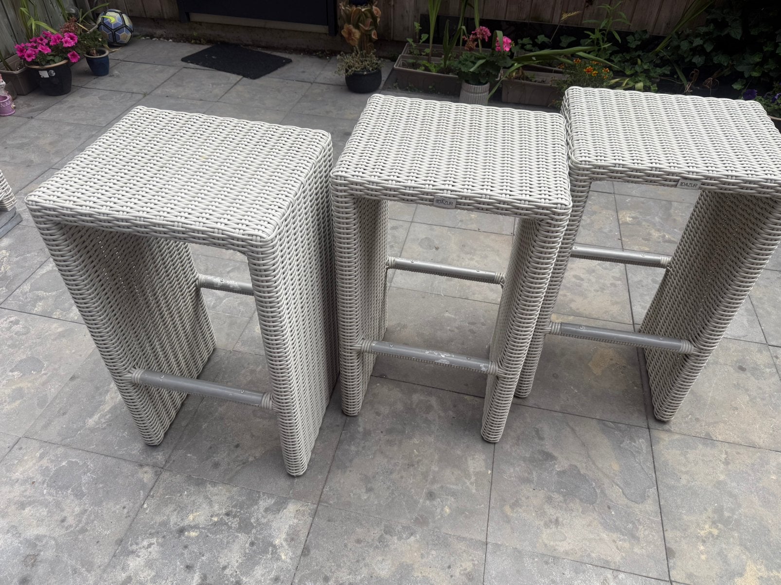Schitterend mooie barkrukken voor tuin of terras, Ophalen, Kunststof, Met voetsteun, 60 tot 90 cm