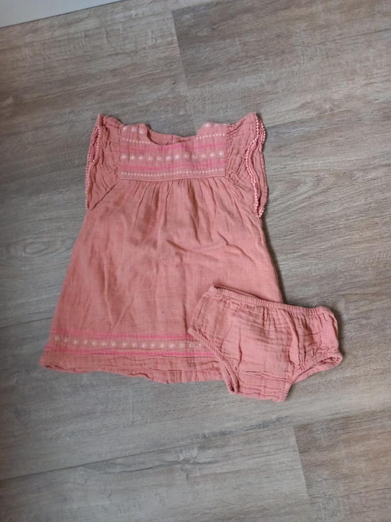 Koraal mouwloos  jurkje met broekje/bloomer kiabi maat 86, Kiabi, Meisje, Jurkje of Rokje, Ophalen of Verzenden