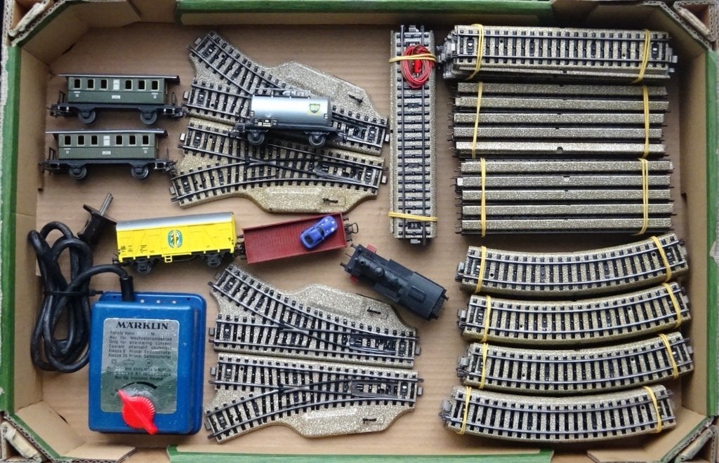 Marklin treinbaan met 4 wissels + mooie treinset, Wisselstroom, Ophalen of Verzenden, Analoog, Märklin