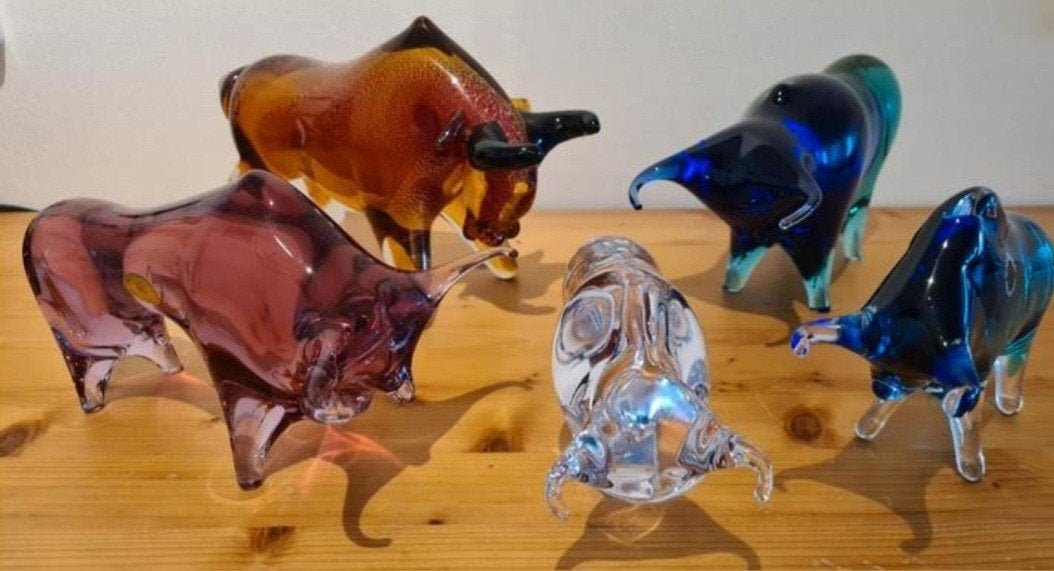 Stier glazen stier murano stier Boheems glazen stier, Ophalen of Verzenden, Zo goed als nieuw, Beeldje of Figuurtje