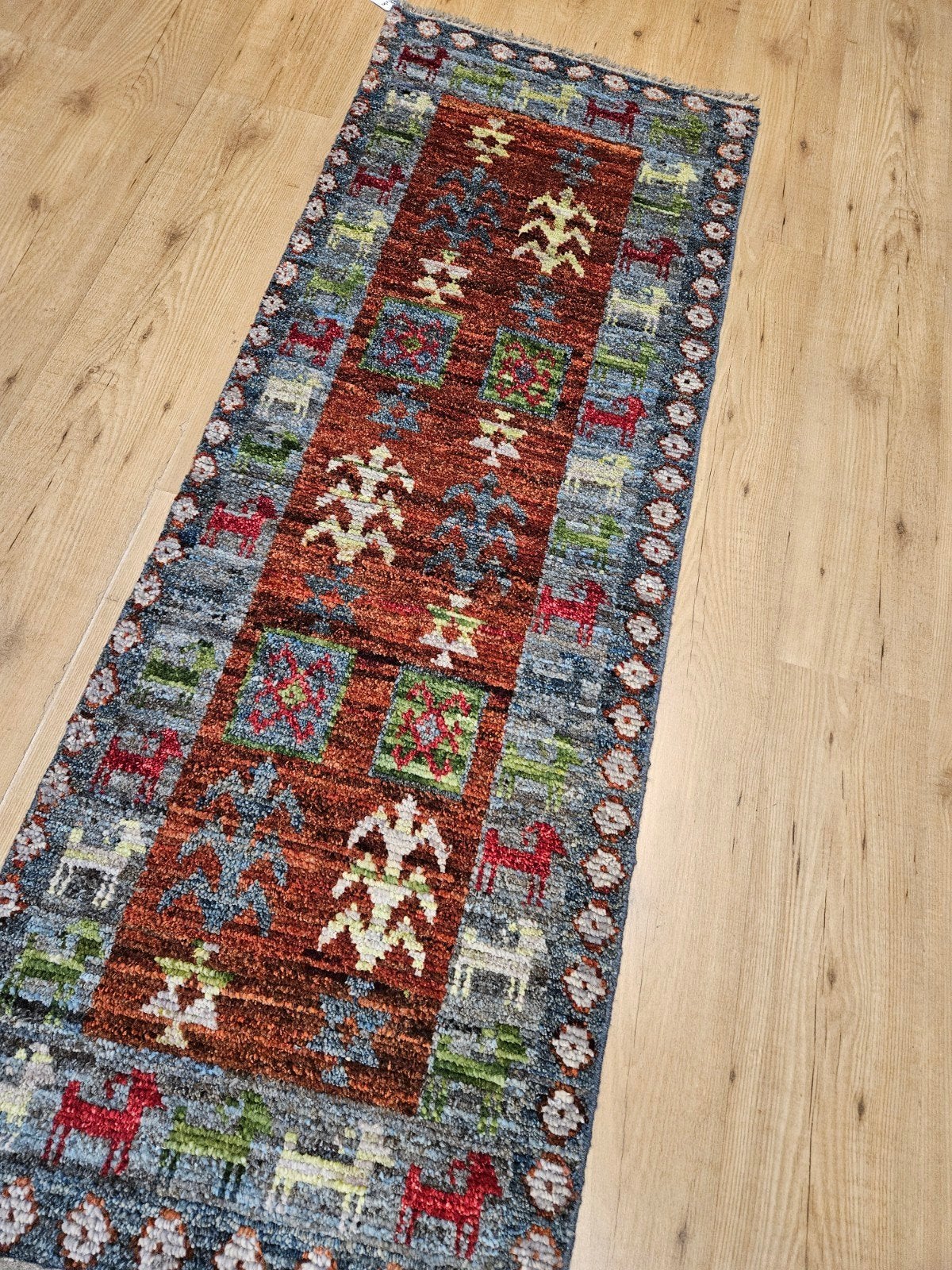 Handgeknoopt oosters tapijt loper moderndesign 170x60, Info@SlatsAntiek.nl, Perzisch, Crème, Vof Slats Antiek