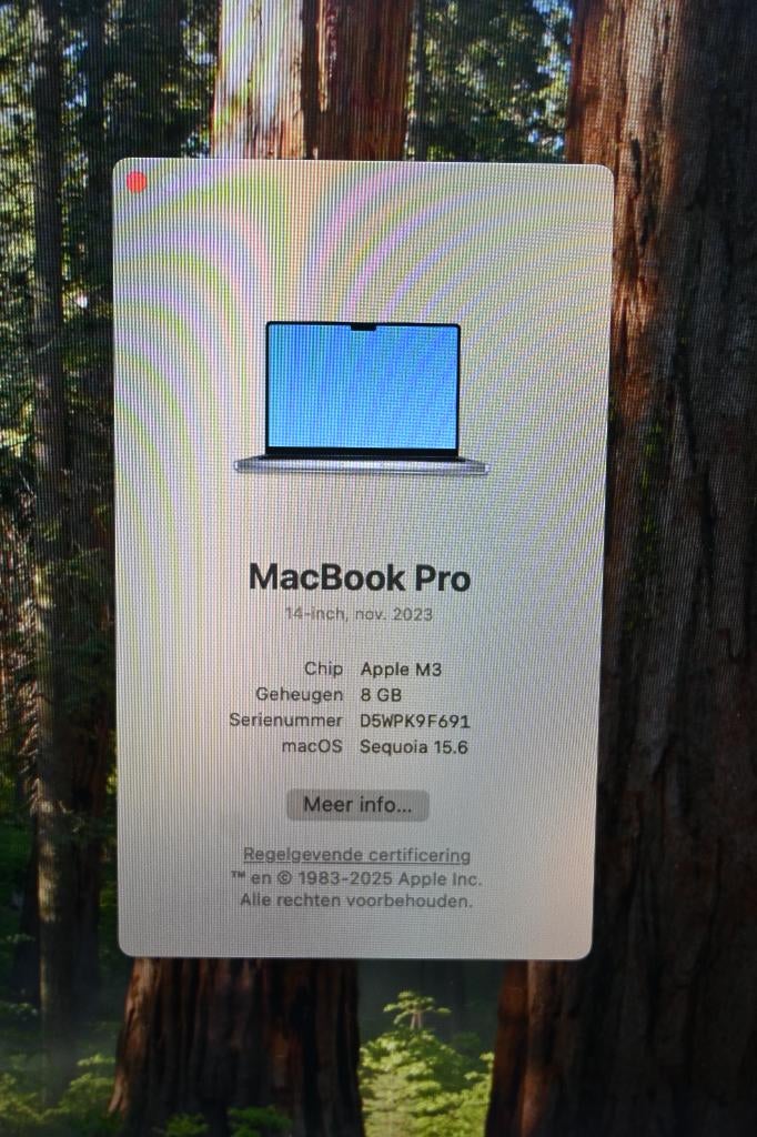 Macbook Pro 2023 14 inch M3 8GB Ram 512GB 70 x opgeladen, MacBook Pro, Qwerty, 8 GB, 13 inch