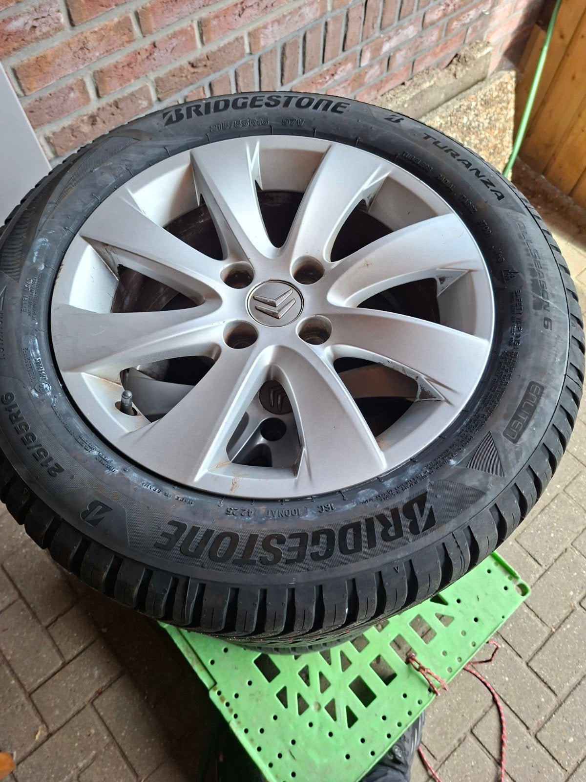 Bridgestone turanza all season met velgen - 215/55R16, Auto-onderdelen, Banden en Velgen, Ophalen, 16 inch, Banden en Velgen, All Season