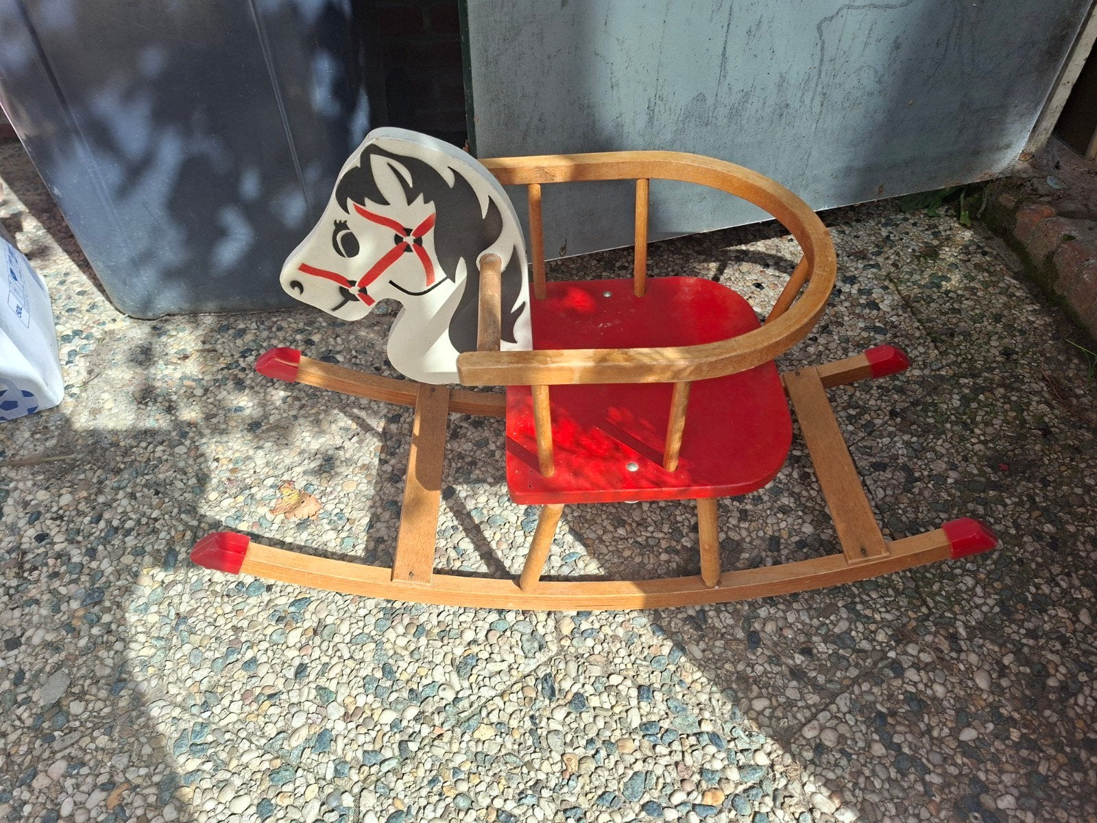 vintage houten schommel paard, Ophalen of Verzenden, Gebruikt