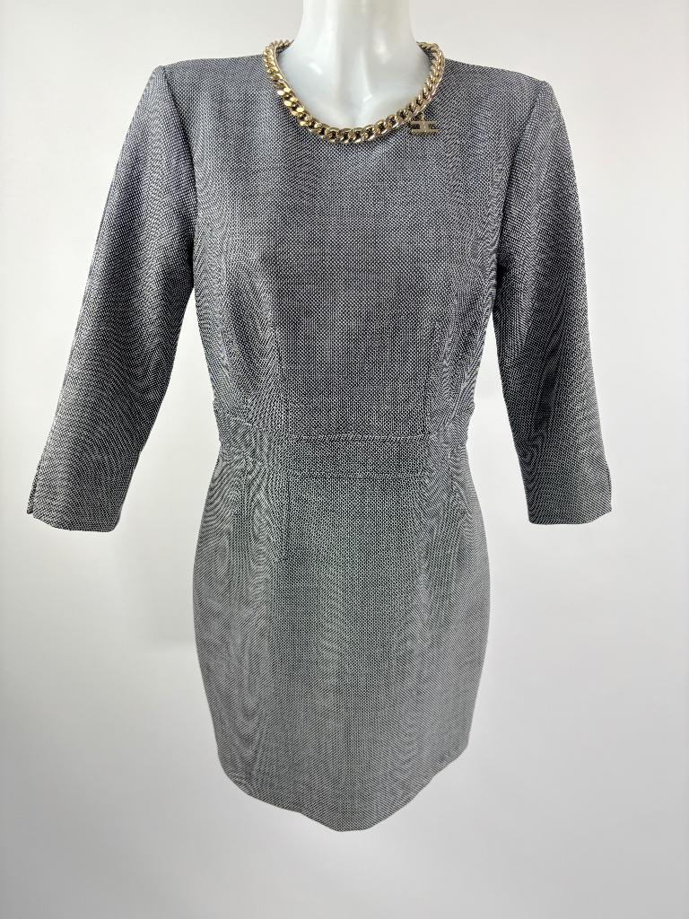 ELISABETTA FRANCHI Grijs goud ketting jurk IT 46 - EU 38/40, Kleding | Dames, Maat 38/40 (M), Elisabetta Franchi, Ophalen of Verzenden