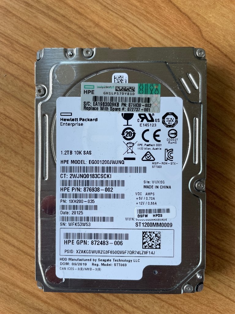 HP 1.2TB 10K SAS disk 2,5", Intern, Gebruikt, SAS, Server