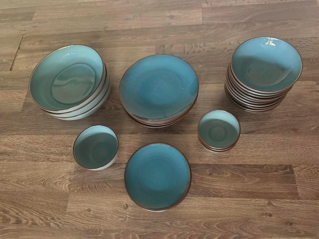 Servies - Blauw/Turquoise, Ophalen, Keramiek, Zo goed als nieuw, Effen