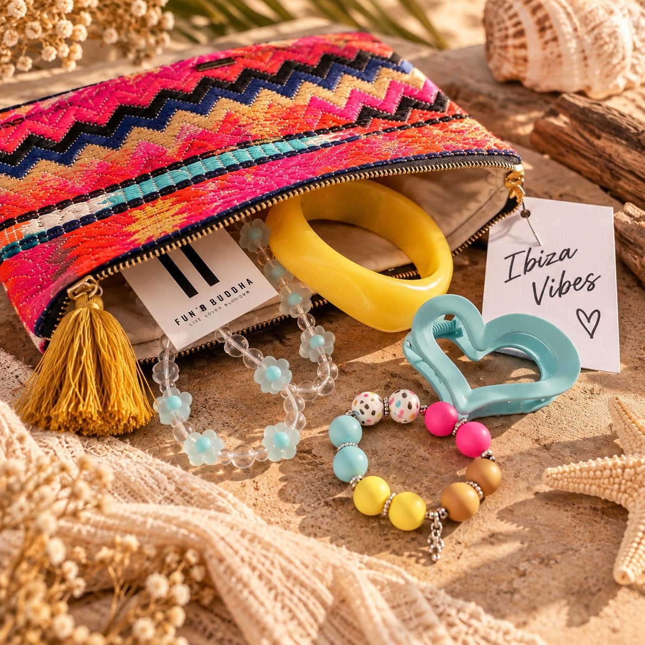 Zomerse Ibiza Vibes Accessoires Set, Overige kleuren, Kunststof of Plastic, Ophalen of Verzenden, Zo goed als nieuw