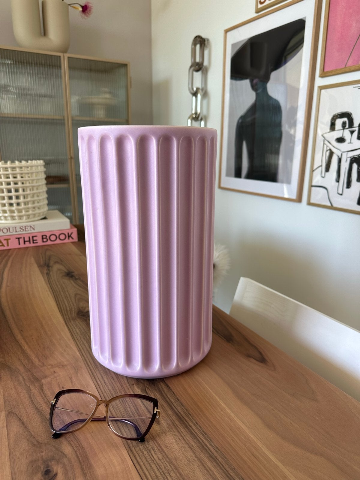 Ionic vaas Mae Engelgeer / Cor Unum, lila/roze aardewerk, Ophalen