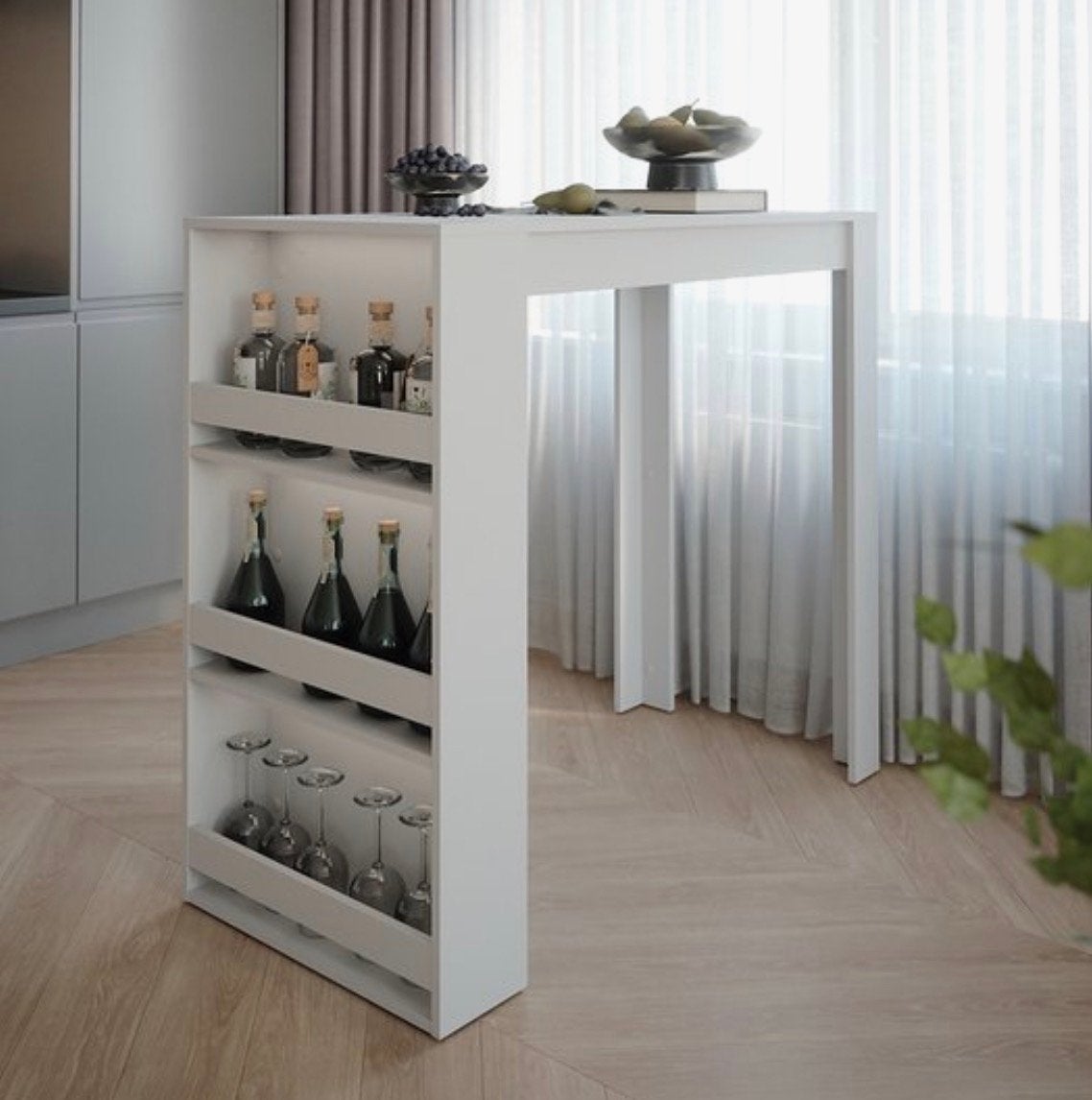 Set van 3 bar krukken, in hoogte verstelbaar met bartafel, Ophalen, In hoogte verstelbaar, Zo goed als nieuw, 90 cm of meer