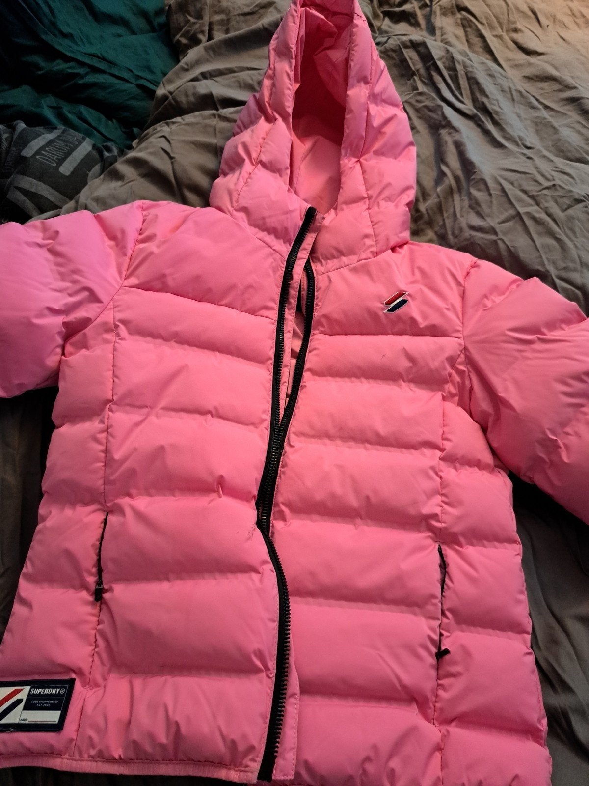 Superdry roze puffer jas, Superdry, Zo goed als nieuw, Roze, Ophalen
