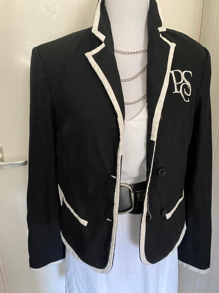 Donkerblauw linnen blazer Puls maat 42, Ophalen of Verzenden, Zo goed als nieuw, Maat 42/44 (L), Blauw
