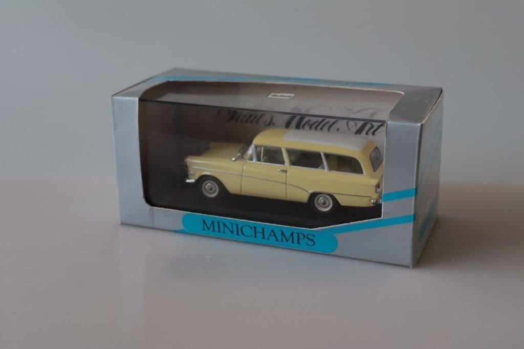 Minichamps Opel Rekord P1 caravan geel, Ophalen of Verzenden, Zo goed als nieuw, Auto, MiniChamps