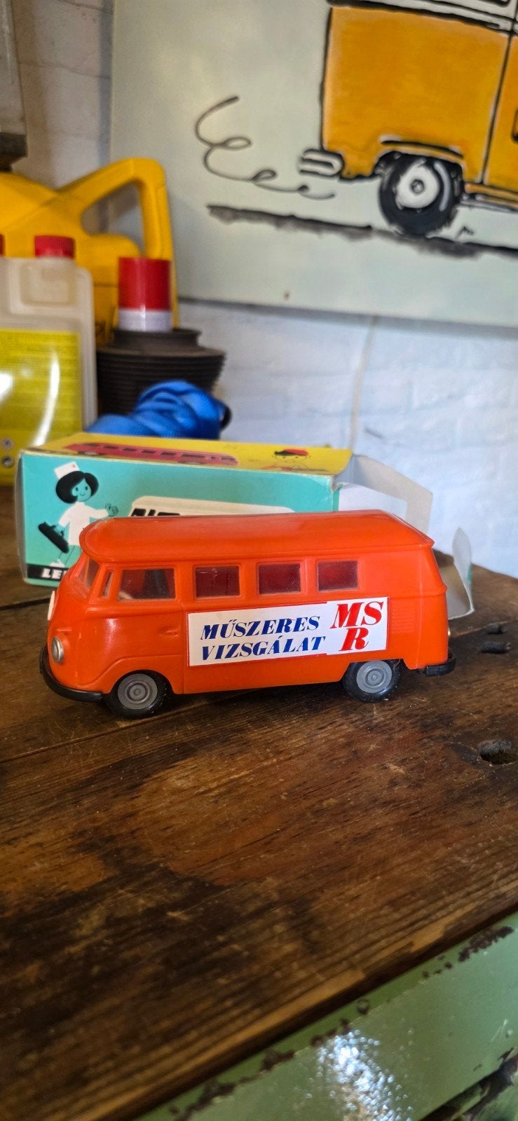 Vw bus spijl Vintage Hongaarse speelgoedbus met doos, Ophalen of Verzenden, Gebruikt