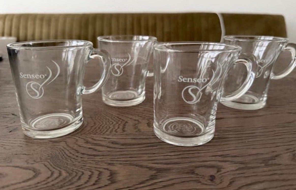 Set van 4 Senseo glazen kopjes, Huis en Inrichting, Keuken | Servies, Overige merken, Modern, Mok, Ophalen of Verzenden